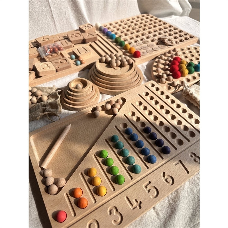 Montessori Shelf Toy - Montessori duyusal ahşap oyuncaklar kayın Caculate