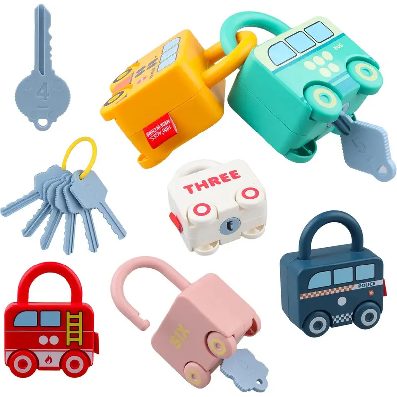 Montessori Shelf Toy - Çocuklar için Anahtarlı Eğitici Araba Şeklinde