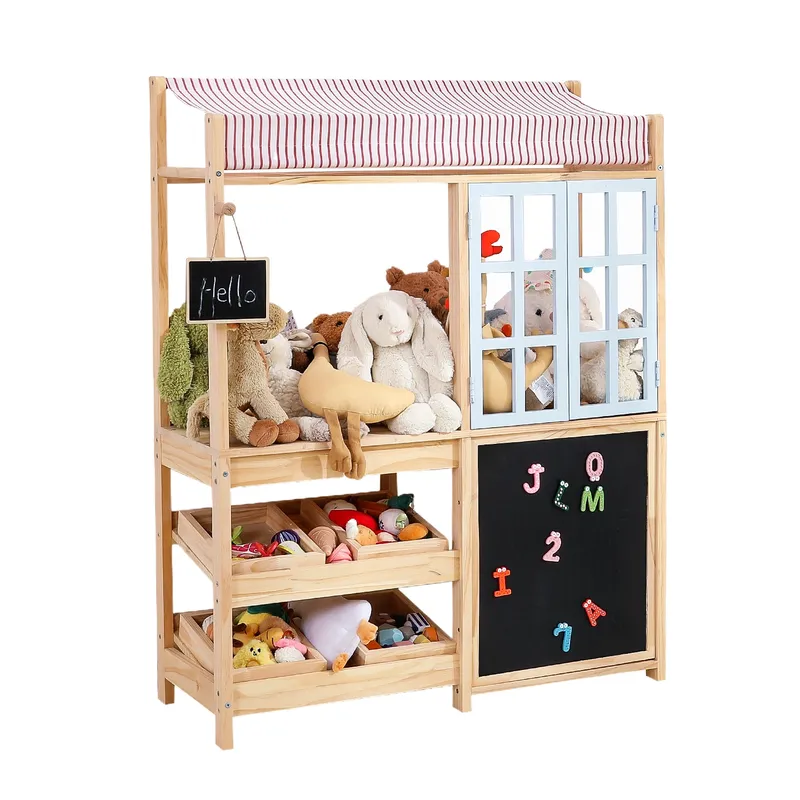 Montessori Shelf Toy - Masif Ahşap Çocuk Oyuncak Depolama Rafı