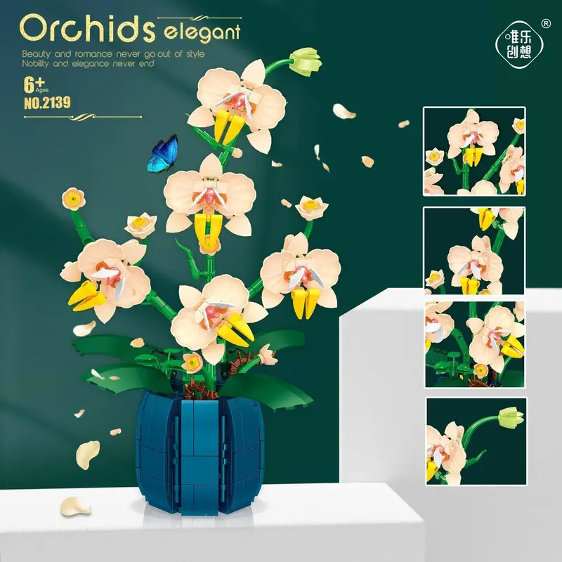 Orchid Kids Education - 606 Parça Orkide Yapı Taşları Çiçekler,